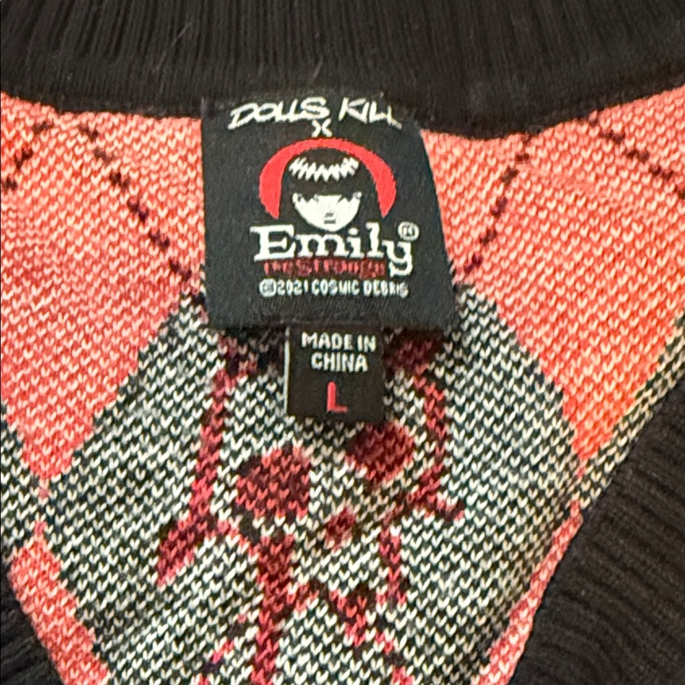 Dolls Kill Red and Black Argyle Sweater Vest - Picture 2 of 4